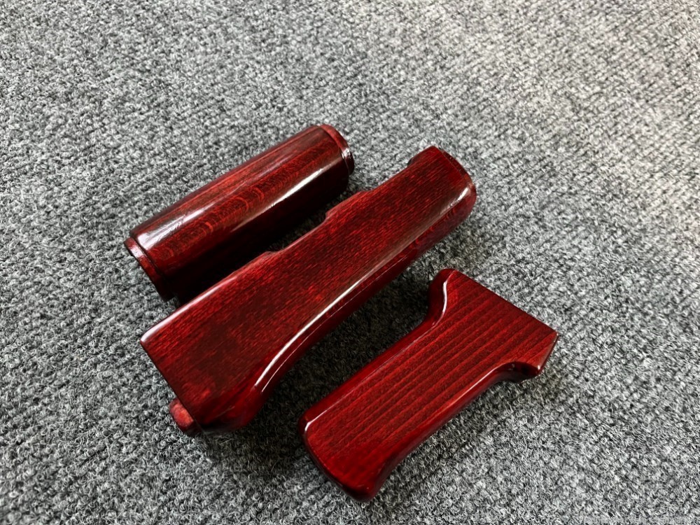 Ruby Red Solid Wood AK Handguard + Pistol Grip Set-img-4