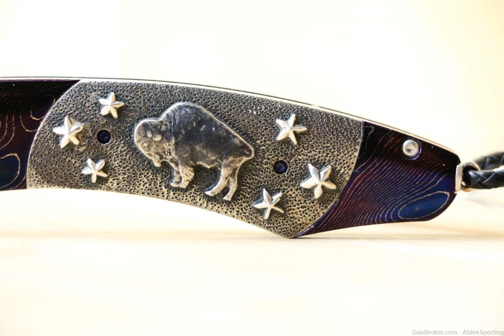 William Henry Spearpoint Buffalo Nickel III Heat color Damascus and Silver-img-6