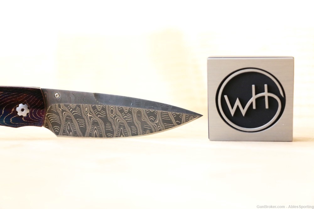 William Henry Spearpoint Buffalo Nickel III Heat color Damascus and Silver-img-3
