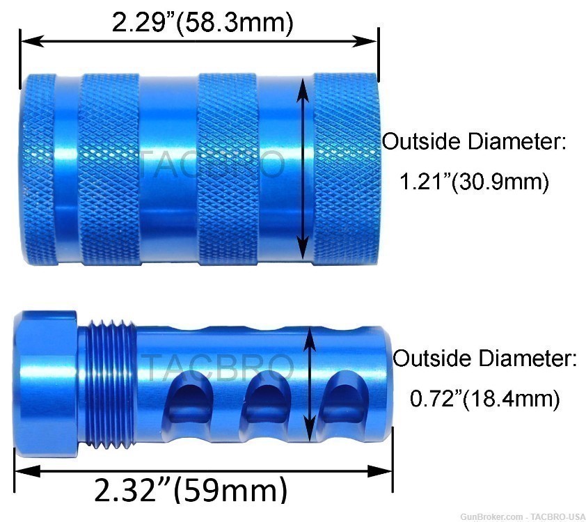 TACBRO Blue AR15 1/2"x28 Muzzle Brake + 13/16"x16 Sound Forwarder-img-3