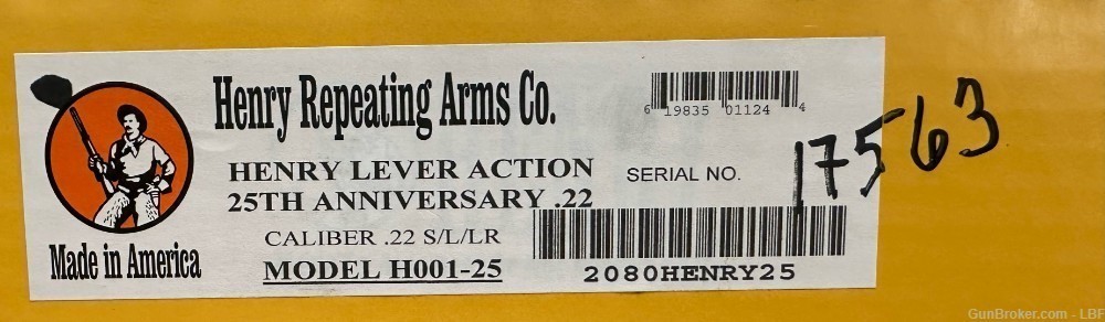 Henry Lever Action 25th Anniversary .22 S/L/LR Nickel Receiver 24k Gold-img-3