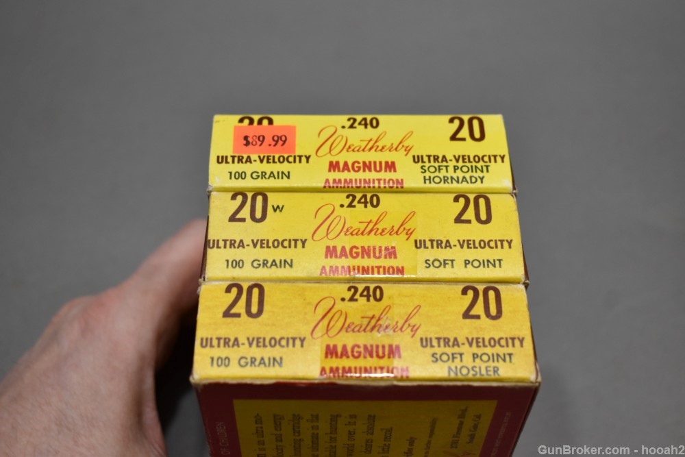 3 Vintage Boxes 60 Rds 240 Weatherby Magnum 1 FACTORY 2 RELOADS PLEASE READ-img-3