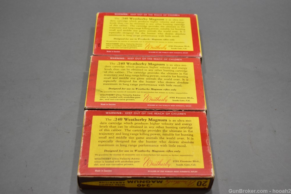 3 Vintage Boxes 60 Rds 240 Weatherby Magnum 1 FACTORY 2 RELOADS PLEASE READ-img-1