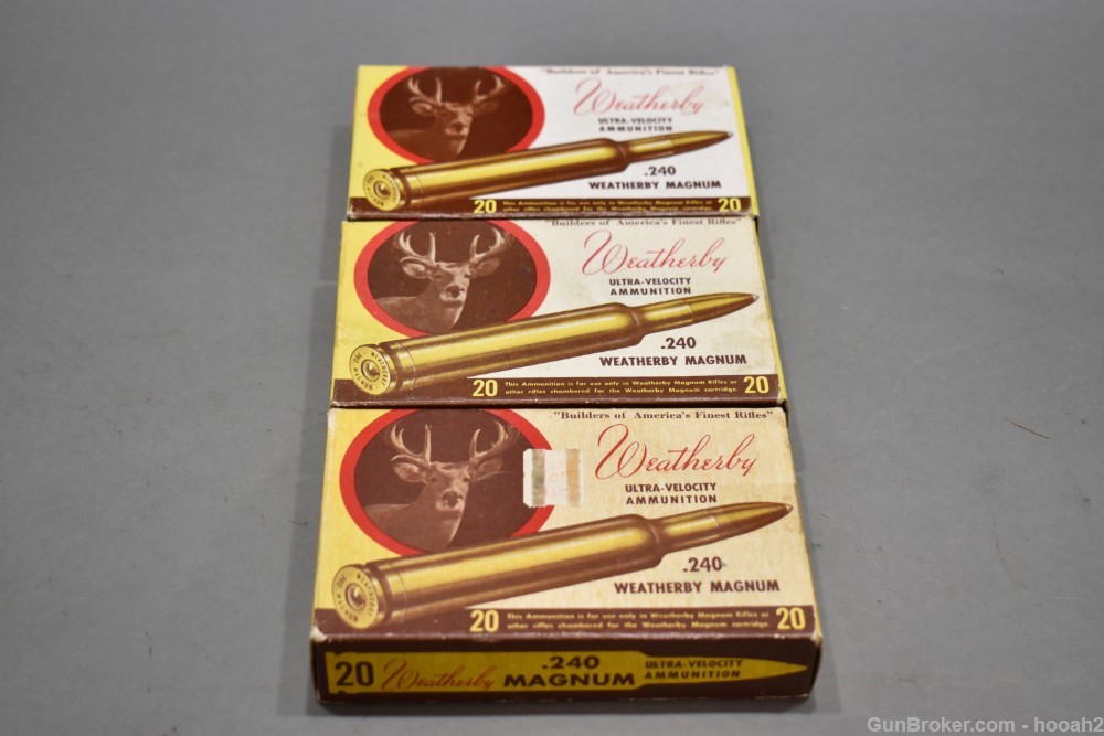 3 Vintage Boxes 60 Rds 240 Weatherby Magnum 1 FACTORY 2 RELOADS PLEASE READ-img-0