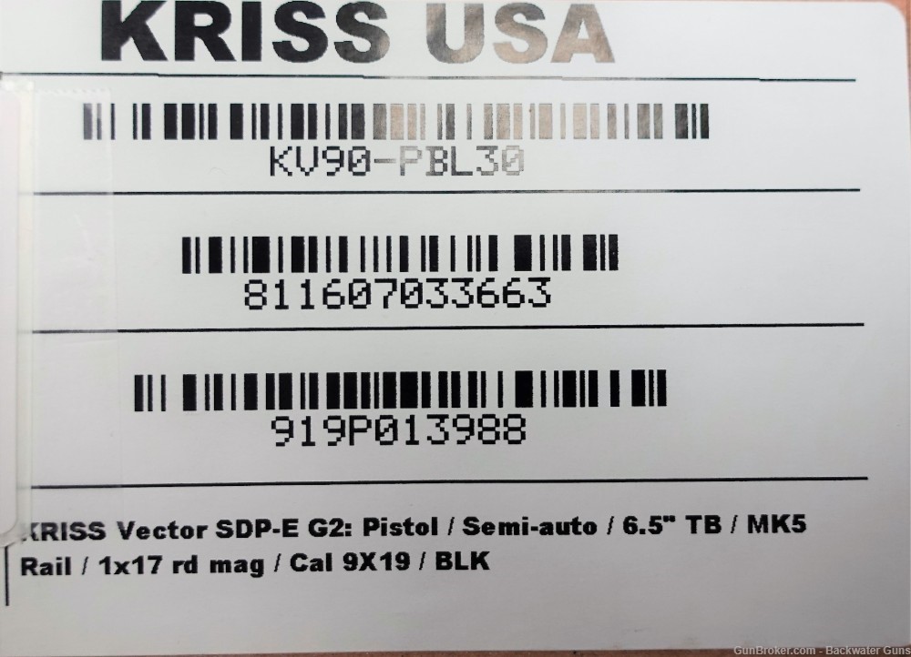  New Kriss Vector SDP-E G2 9mm Black Pistol Free Sig Optic No Reserve!-img-4