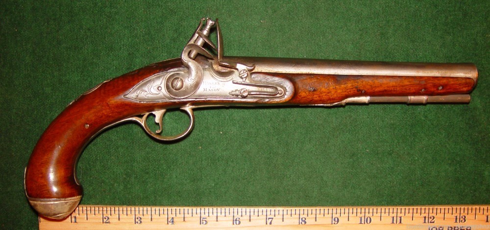 French & Indian Wars "Bayley & Mason" 60 cal.  Flintlock Horseman's Pistol-img-1