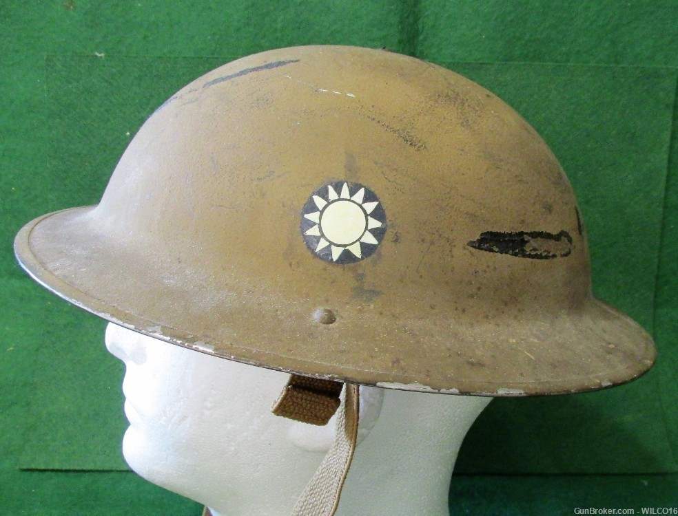 RARE Nationalist Chinese used British produced WWII combat helmet. -img-0