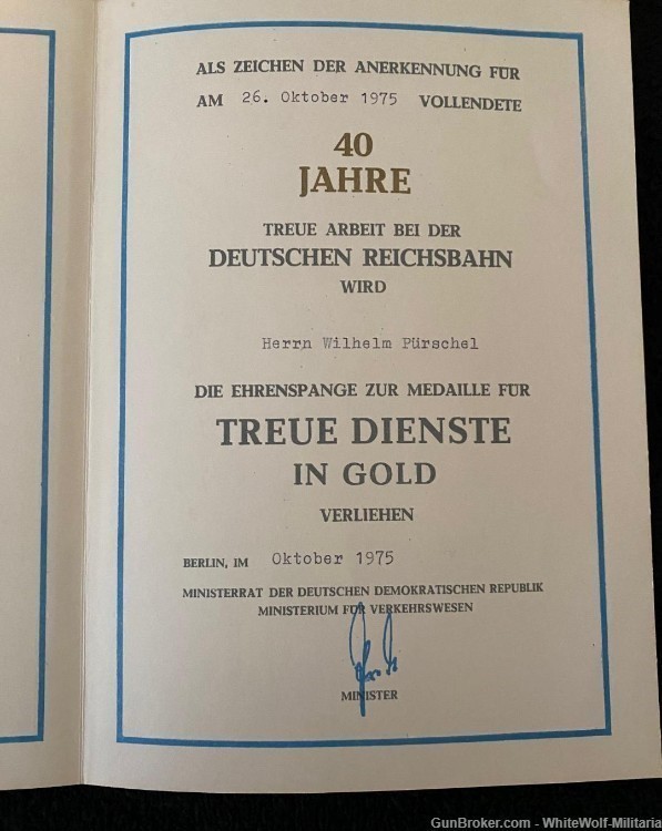 East German DDR Lot full Set FOUR REICHSBAHN AWARD CERTS. to Same Person A+-img-9