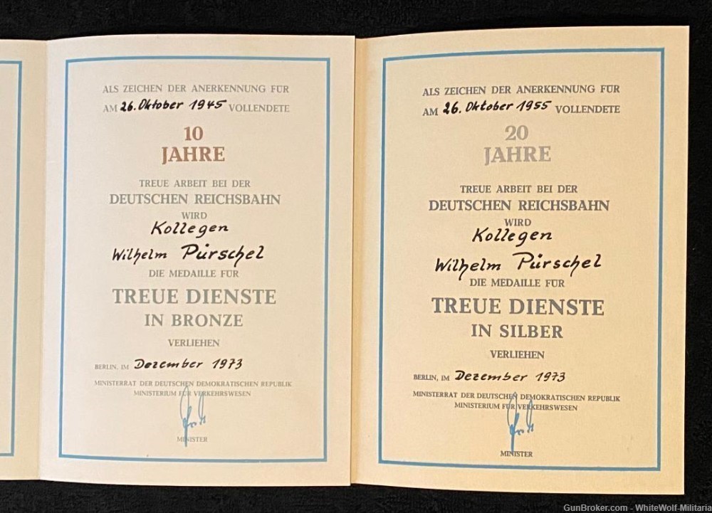East German DDR Lot full Set FOUR REICHSBAHN AWARD CERTS. to Same Person A+-img-11