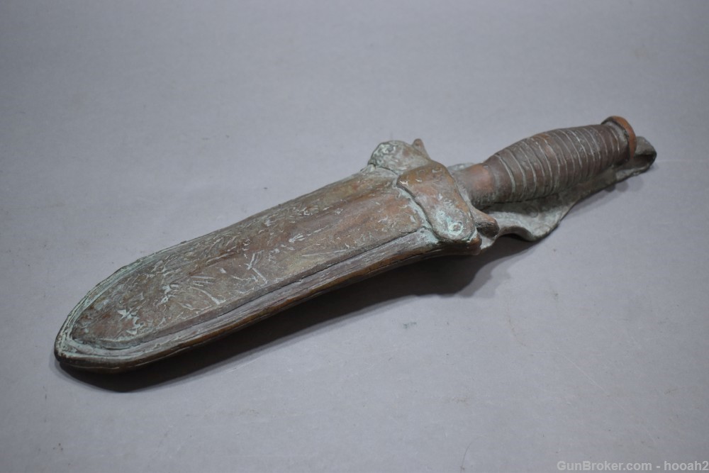 Bronze Sculpture US Model 1880 Hunting Knife & Sheath PLEASE READ-img-0