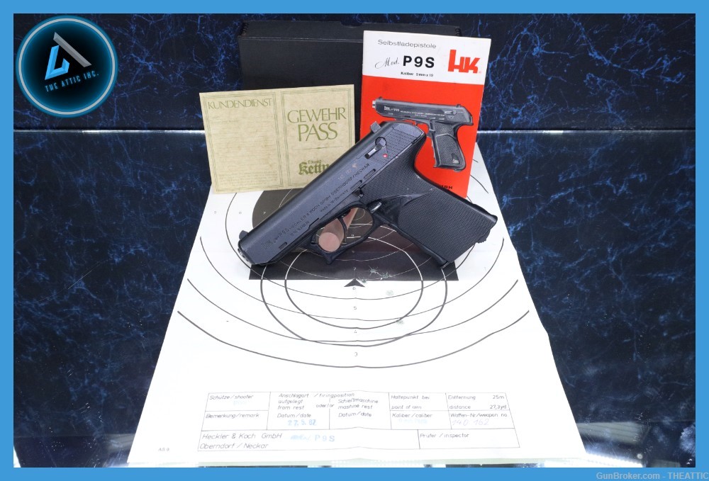 RARE HECKLER & KOCH P9S 9MM HEEL RELEASE W/FACTORY BOX AND MANUAL-img-0