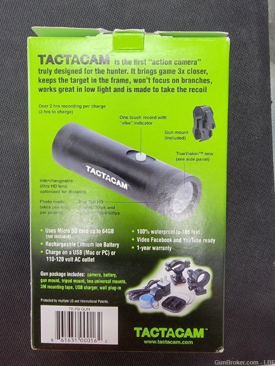 Tactacam 2.0 Ultra HD Gun Camera 1080p, Micro SD 64GB, USB2.0-img-1