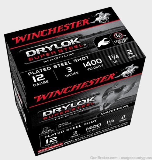 Winchester Drylok Super Steel Magnum, 12 Ga, 3", 1-1/4oz, 2 Shot, 25 Rds -img-2