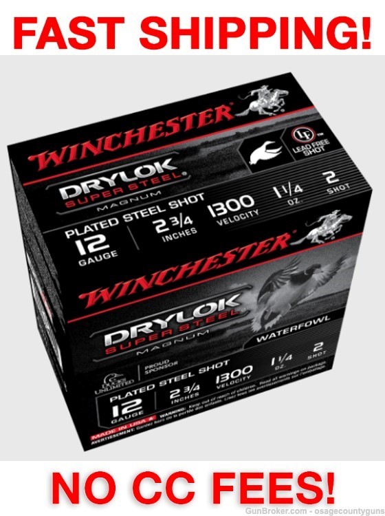 Winchester Drylok Super Steel Magnum, 12 Ga, 2-3/4", 1-1/4oz, 2 Shot, 25 Rd-img-0