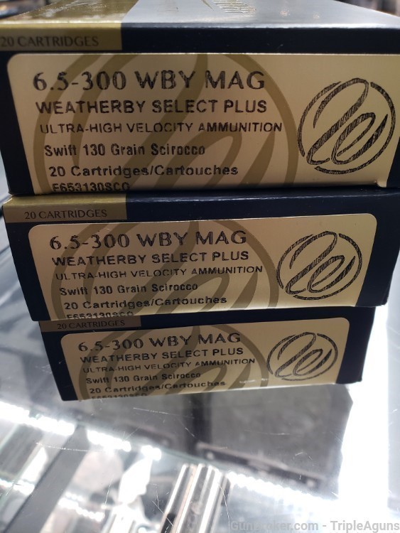 Weatherby Select Plus 6.5-300 Weatherby mag 130gr Scirocco lot of 60rds-img-0
