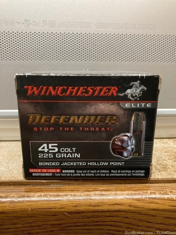 Winchester Elite Defender 45 Colt 225 GR JHP Stop the Threat 20 Rounds-img-1