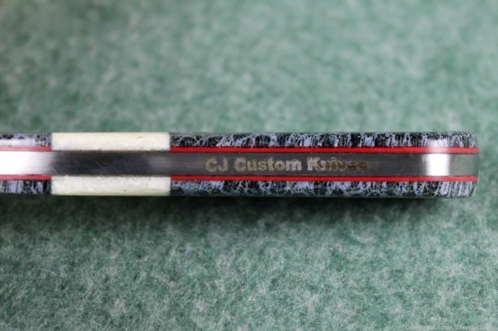 CJ Custom Fixed Blade Damascus Steel Knife Coral Handle w/ Stingray Sheath-img-7