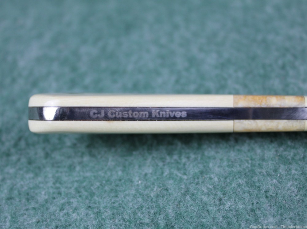 CJ Custom Fixed Blade Damascus Steel Knife Ivory Handle w/ Stingray Sheath-img-7