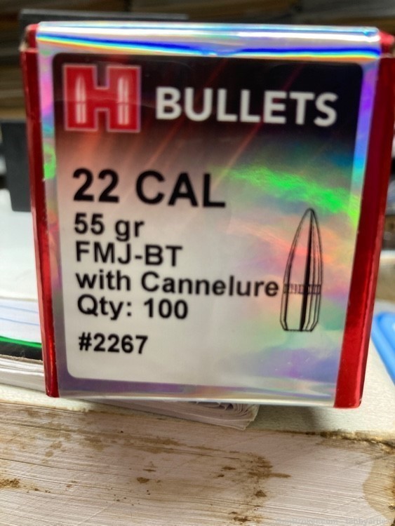 Horn addy 22cal 55gr FMJ-BT W/cannelure 100 bullets -img-0