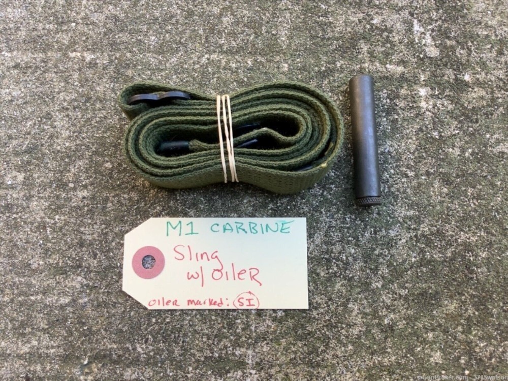 M1 Carbine Sling and Oiler USA made sling oiler OD 30 cal.-img-0