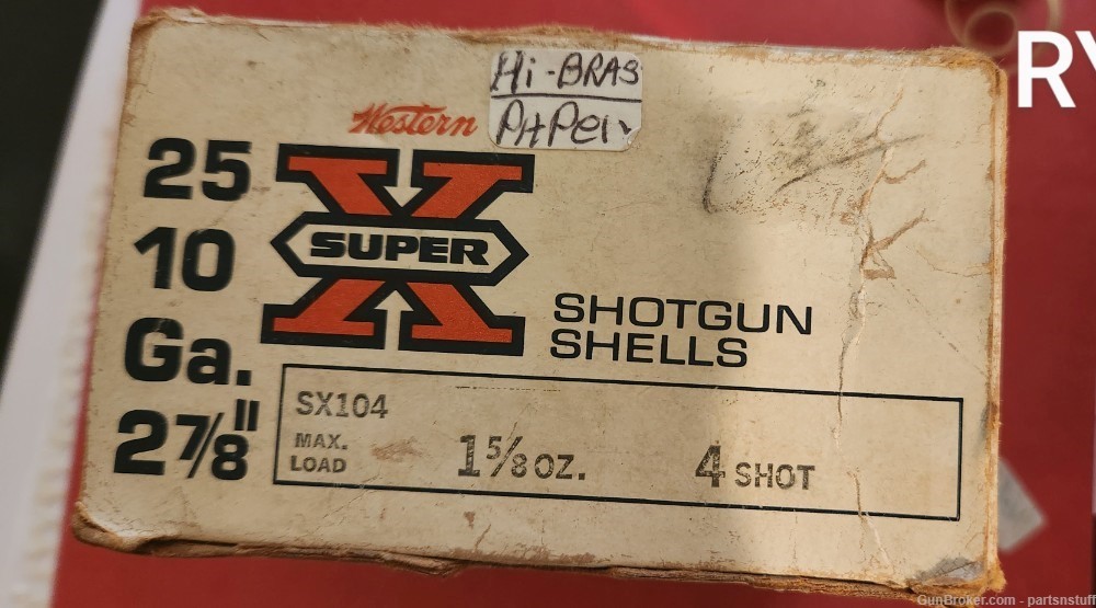 Western Super X 10 gauge 2 7/8" 1 5/8oz 4 shot paper shotgun shells. 25-img-0