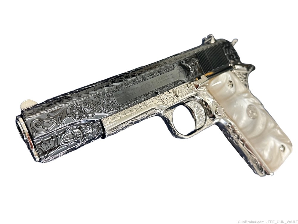 COLT CUSTOM 1911 FULLY ENGRAVED POLISHED AND 2 TONE NICKEL PLATED .45 acp-img-4