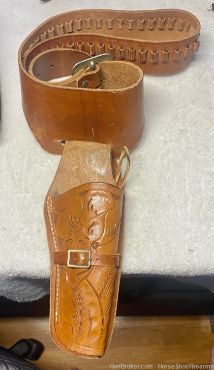 Sears & Roebuck Co. Brown Leather Holster & Bandolier for .22LR Revolver-img-0
