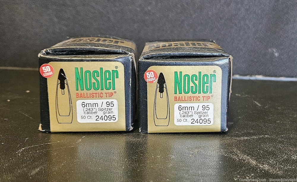 6mm Nosler Ballistic Tip 95gr Bullets (two boxes 100 rounds total) -img-0