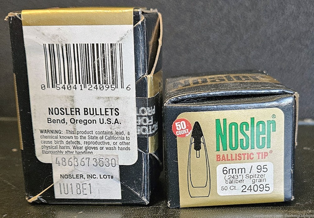 6mm Nosler Ballistic Tip 95gr Bullets (two boxes 100 rounds total) -img-1