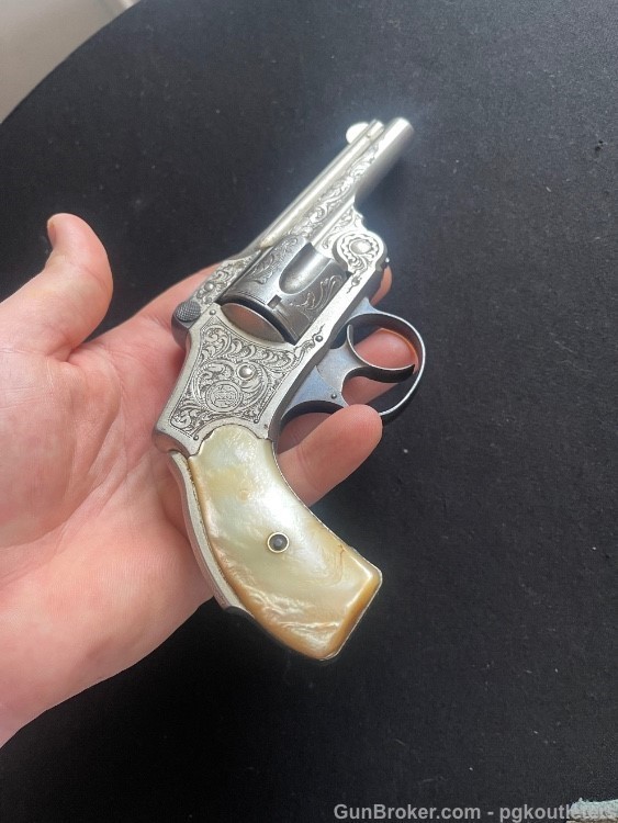 Engraved Smith & Wesson 38 Safety Hammerless Revolver-img-9