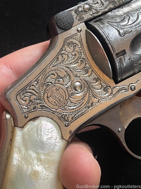 Engraved Smith & Wesson 38 Safety Hammerless Revolver-img-18