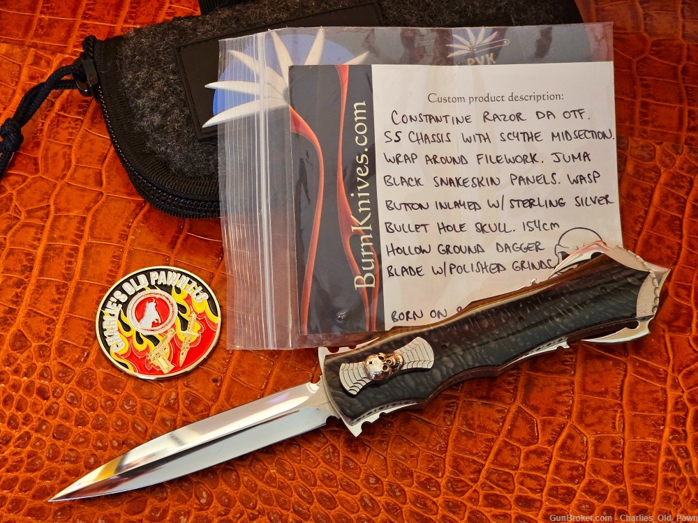 BURN Custom Knives - Constantine Razor D/A OTF 154CM Polished DE Blade-img-0