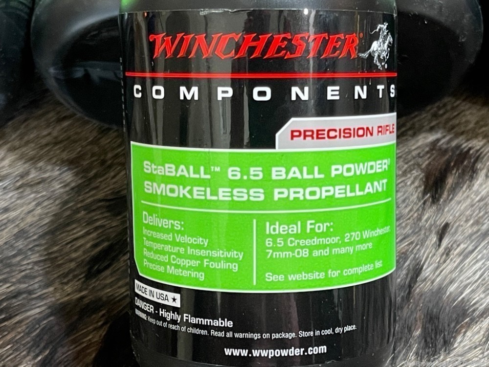 NEW 5-LB OF WINCHESTER STABALL 6.5 POWDER IN 1-LB BOTTLES STABALL6.5-img-1