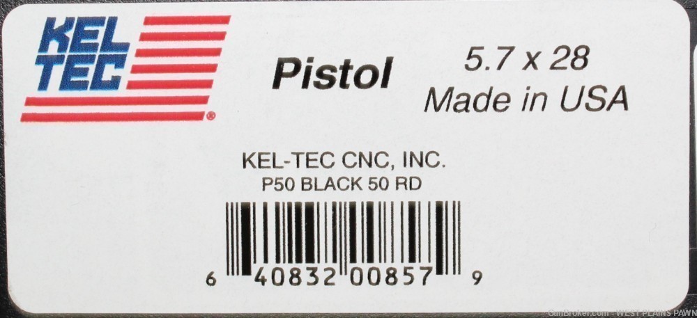 NIB KEL-TEC P50, 5.7X28MM, 9.6" BRL, 50 RND (P50BLK)-img-2