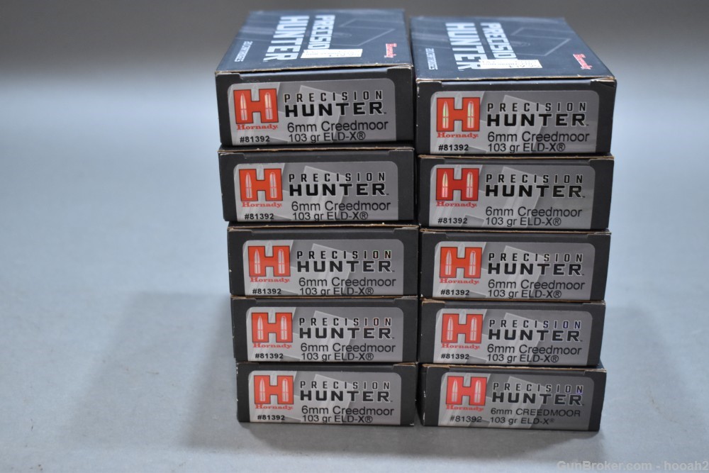 10 Boxes 200 Rds Hornady 6mm Creedmoor Precision Hunter 103 G ELD X-img-0
