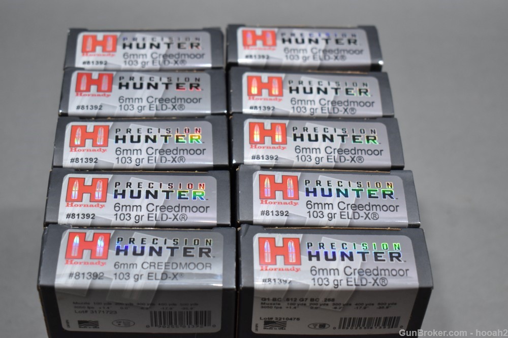 10 Boxes 200 Rds Hornady 6mm Creedmoor Precision Hunter 103 G ELD X-img-5