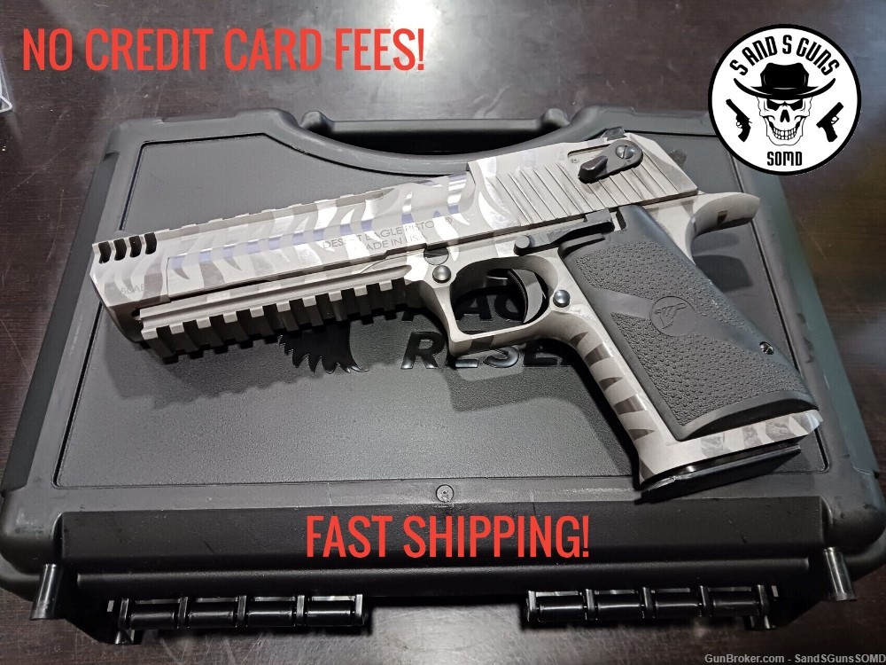 HARD TO FIND! TIGER STRIPE DESERT EAGLE 50 AE STAINLESS SEMI AUTO PISTOL-img-0