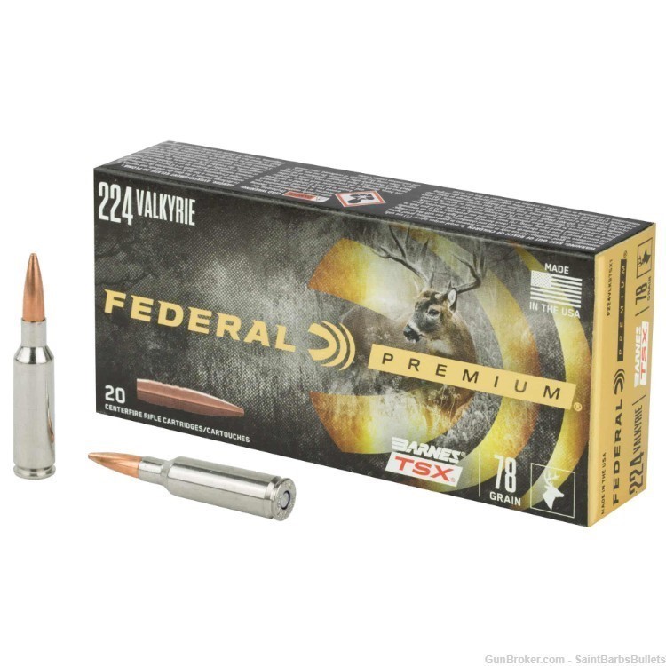 Federal .224 Valkyrie with 78gr. Barnes TSX Copper Bullets - 20 Rounds-img-0