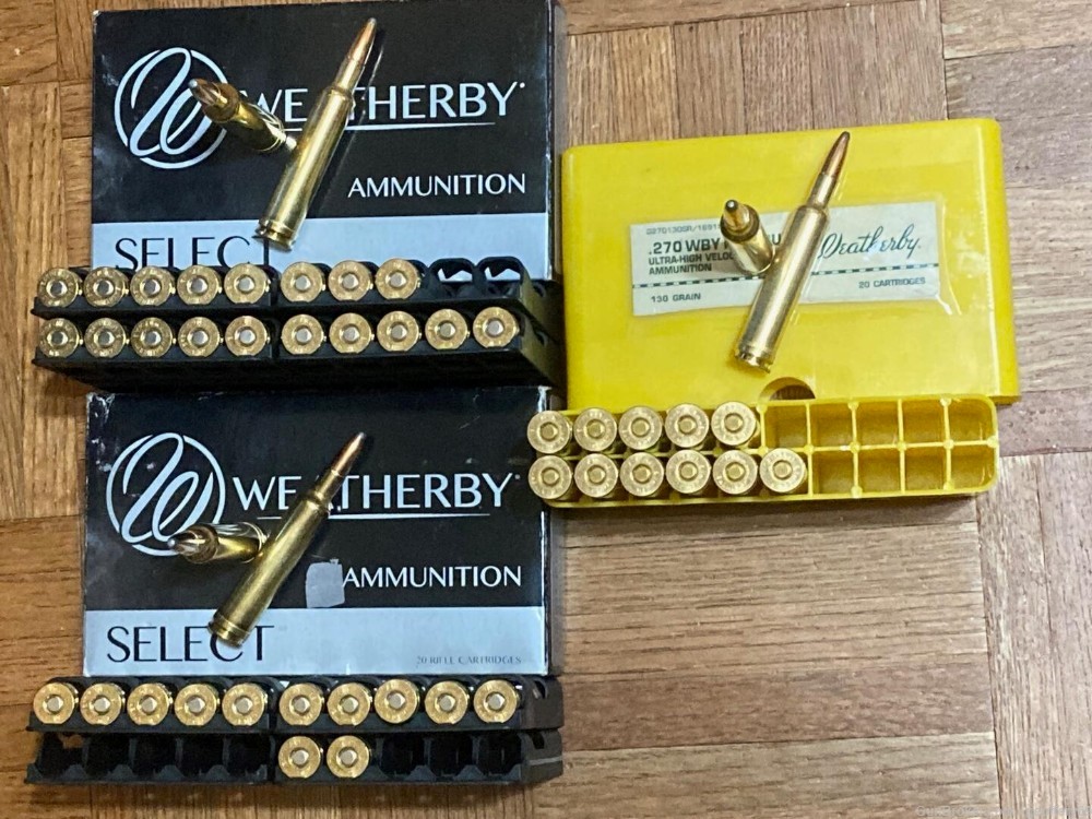 270 Weatherby Mag 130gr SP Spitzer Rifle Ammo 47rds 270 Wby Magnum-img-2