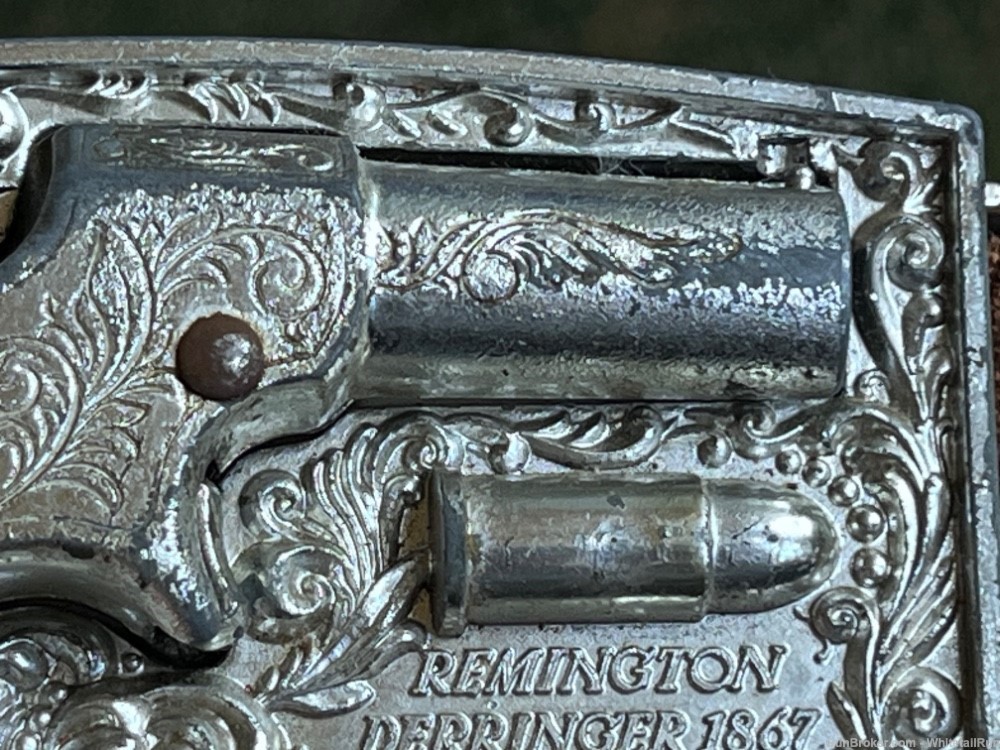 VINTAGE MATTEL TOY REMINGTON DERRINGER 1867 BELT BUCKEL CAP GUN W/BELT-1959-img-6