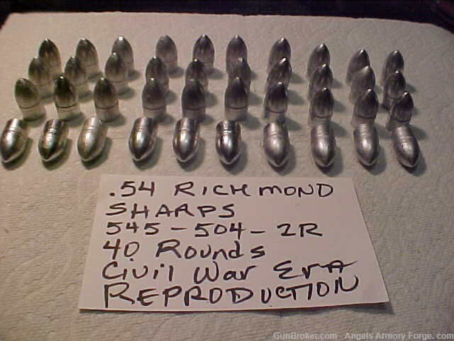 54 Caliber Richmond Sharps  Confederate Repro - 40 Bullets-img-0