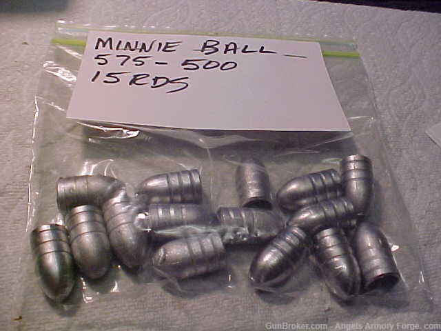 Minnie Ball Bullets Diameter 575 - 500 Grain (15) Count Made on a Lee Mold -img-0