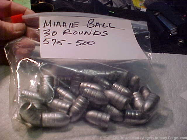 Minnie Ball Bullets Diameter 575 - 500 Grain (30) Count Made on a Lee Mold-img-0