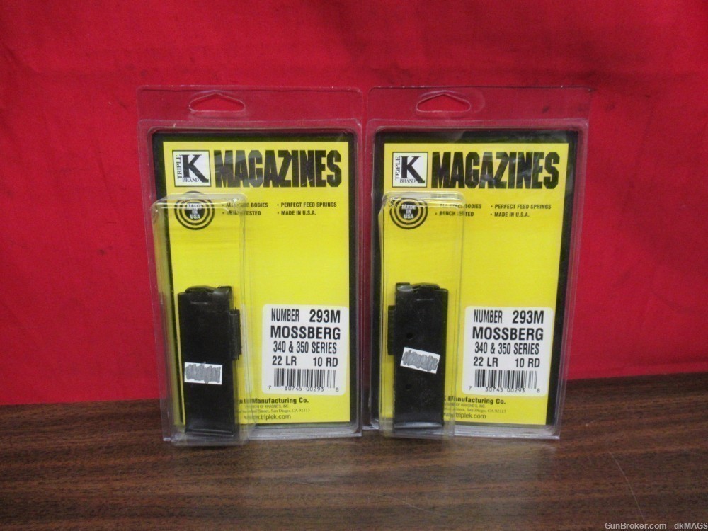 2 Triple K Magazines Brand Mossberg 340 & 350 series .22LR 10Rd Mags 293M-img-0
