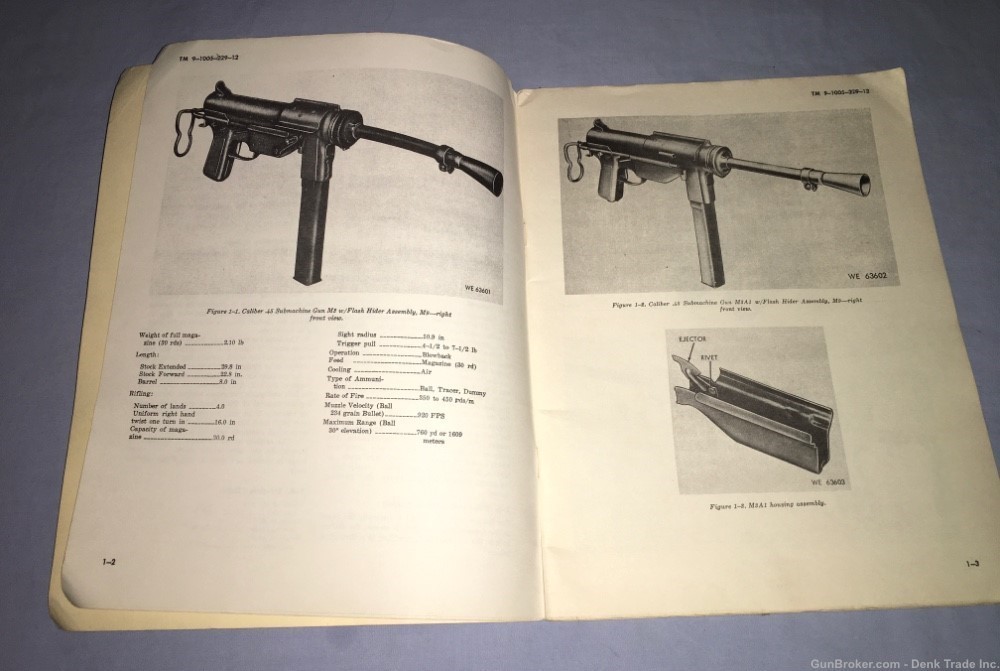 1969 Department of the Army Technical Manual M3 M3A1 Submachine Gun .45 CAL-img-2