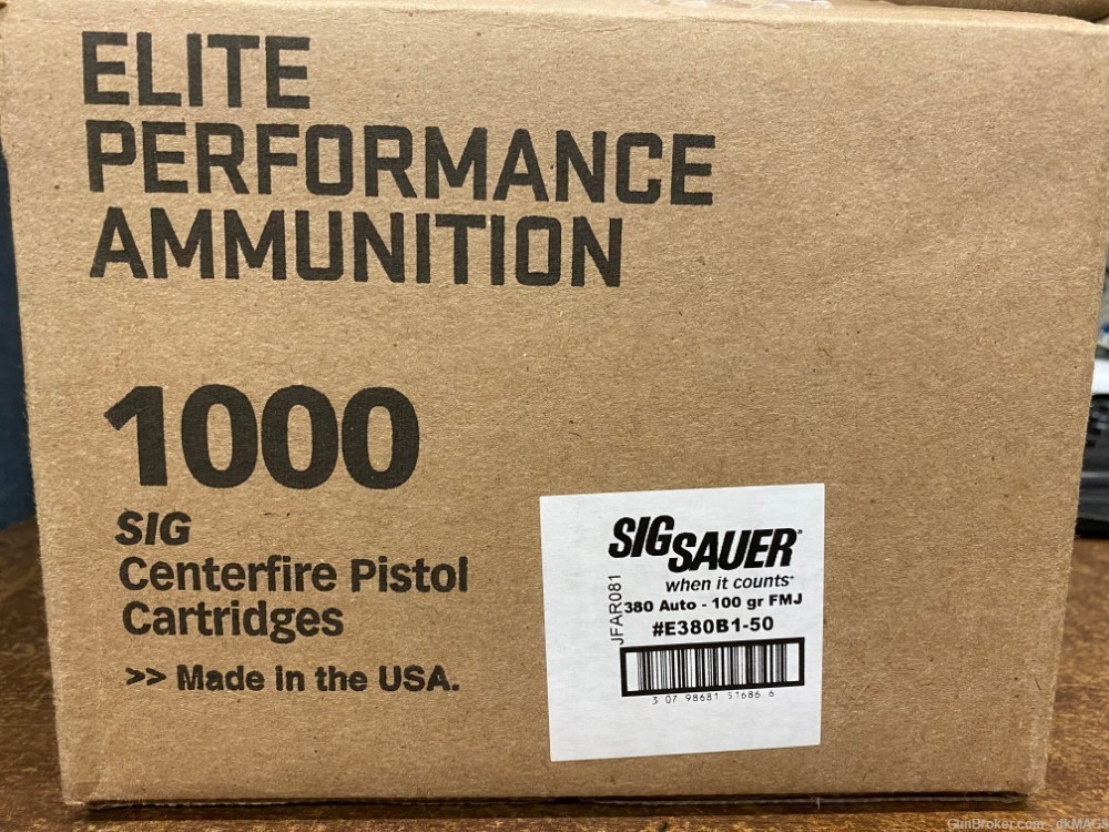 1000rds of Sig Sauer .380acp FMJ Elite Performance Ammunition Bulk-img-11