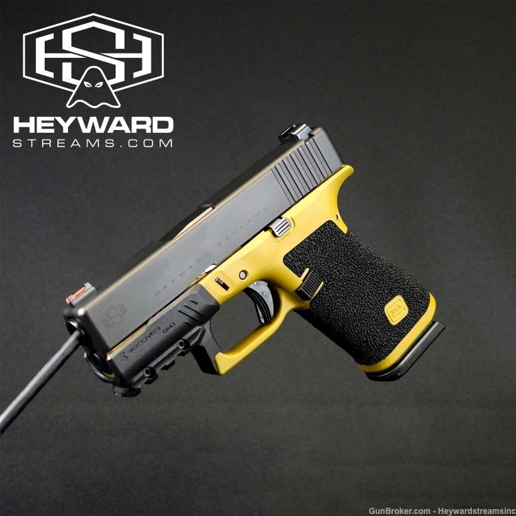 NEW Custom Glock 43x, Yellow Mustard Cerakote, Stippled, Ultra-compact, 9mm-img-0