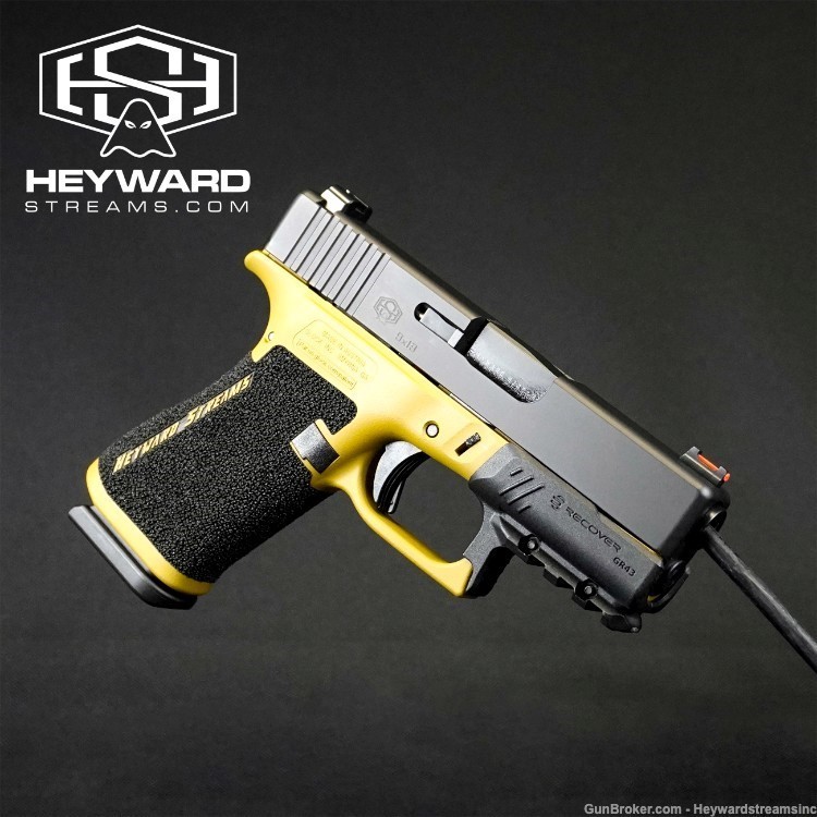 NEW Custom Glock 43x, Yellow Mustard Cerakote, Stippled, Ultra-compact, 9mm-img-1