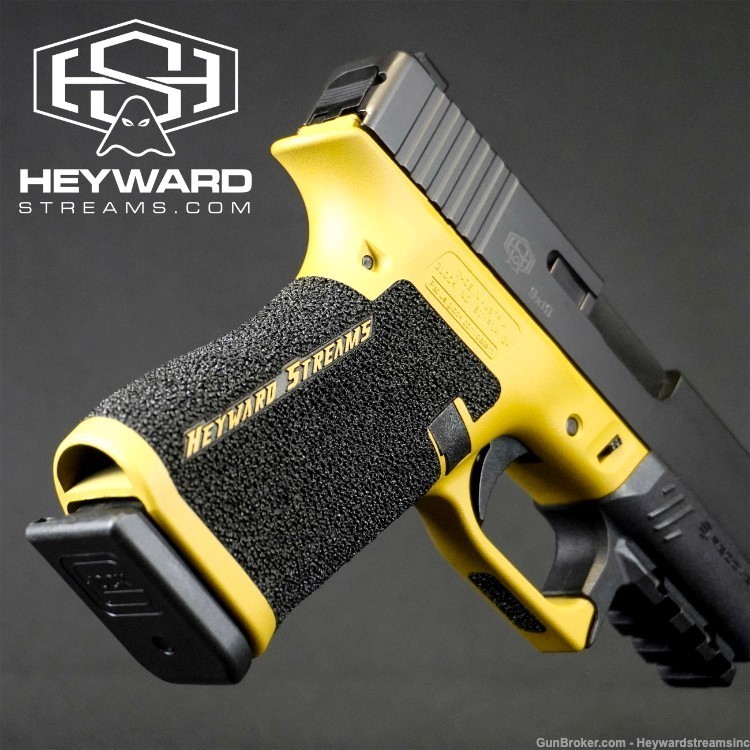 NEW Custom Glock 43x, Yellow Mustard Cerakote, Stippled, Ultra-compact, 9mm-img-2