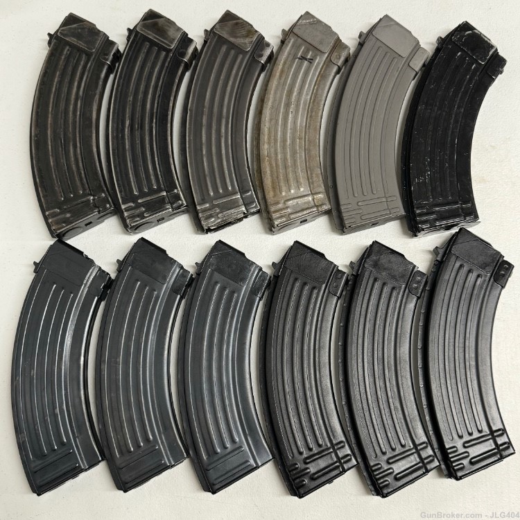 Lot of 12 AK47 7.62x39 30-Round Steel Magazines AK 47 Mags -img-0